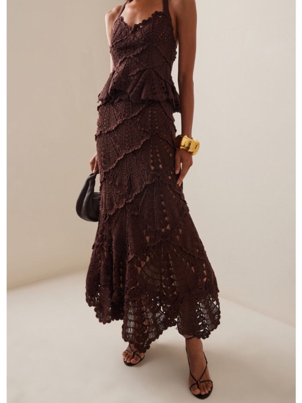 Oscar De La Renta 2025,Crochet Halter Peplum Top (matching skirt available) - Picture 4 of 4